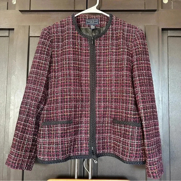 Laura Scott Womens Multicolor Plaid Tweed 2-Piece Skirt Suit 14P - Picture 3 of 14
